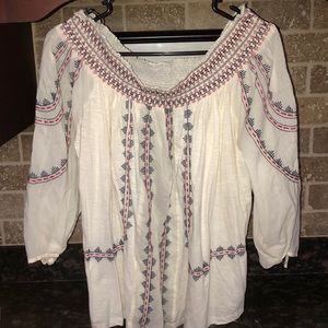 Red white and blue off the shoulder top